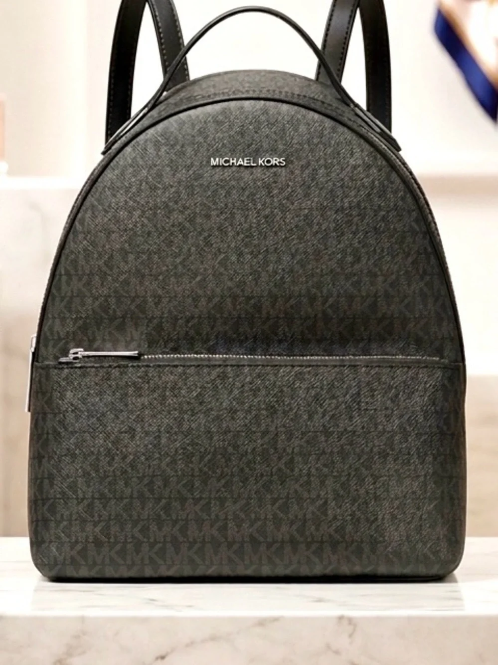 MK Hudson Large Signature Backpack Black Graphite Travel Laptop Bag